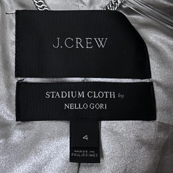 J. CREW Stadium-Cloth by Nello Gori Wool Coat Women’s 4 Grey Faux-Fur Hood - Picture 3 of 8